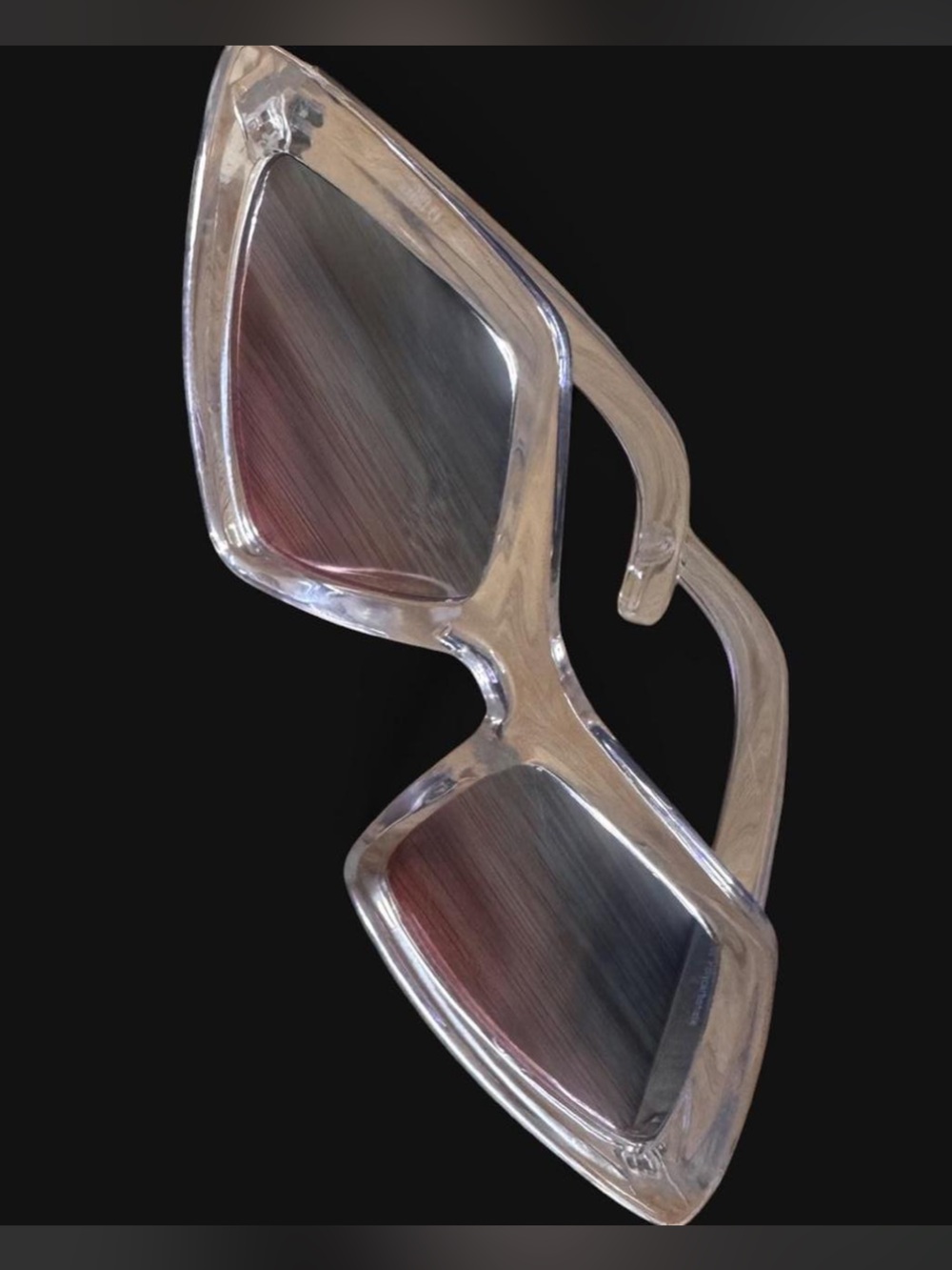 Clear Frame Women’s Sunglasses gradient pink/ blue  futuristic diamond shape